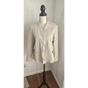 Eileen Fisher Womens Shacket Top Beige Cardigan Medium